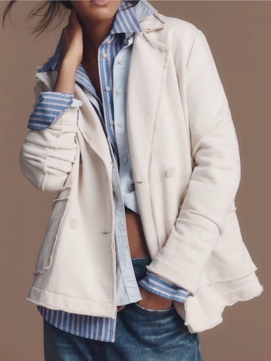 Pilcro Jackets & Blazers - Pilcro x Anthropologie Knit Peacoat Jacket in Putty Size L